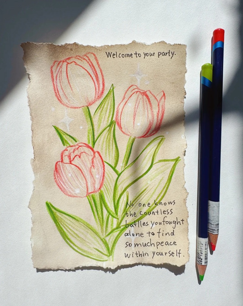 vẽ hoa tulip đơn giản​ 13