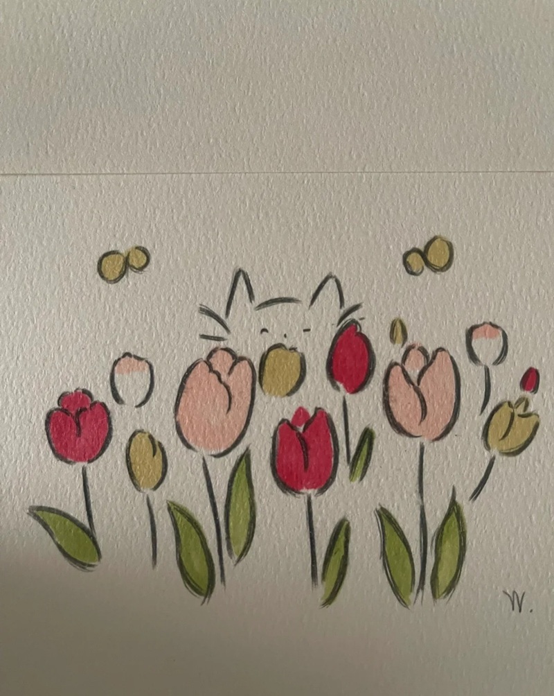 vẽ hoa tulip đơn giản​ 29