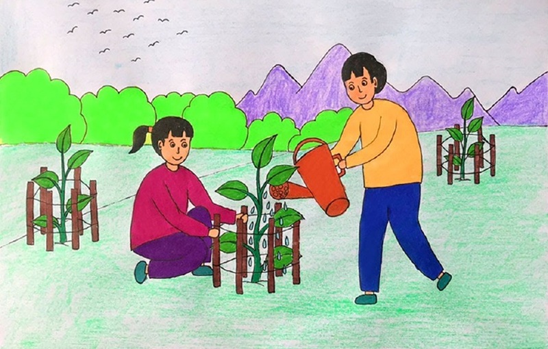 vẽ tranh bảo vệ môi trường bằng giấy a4 10