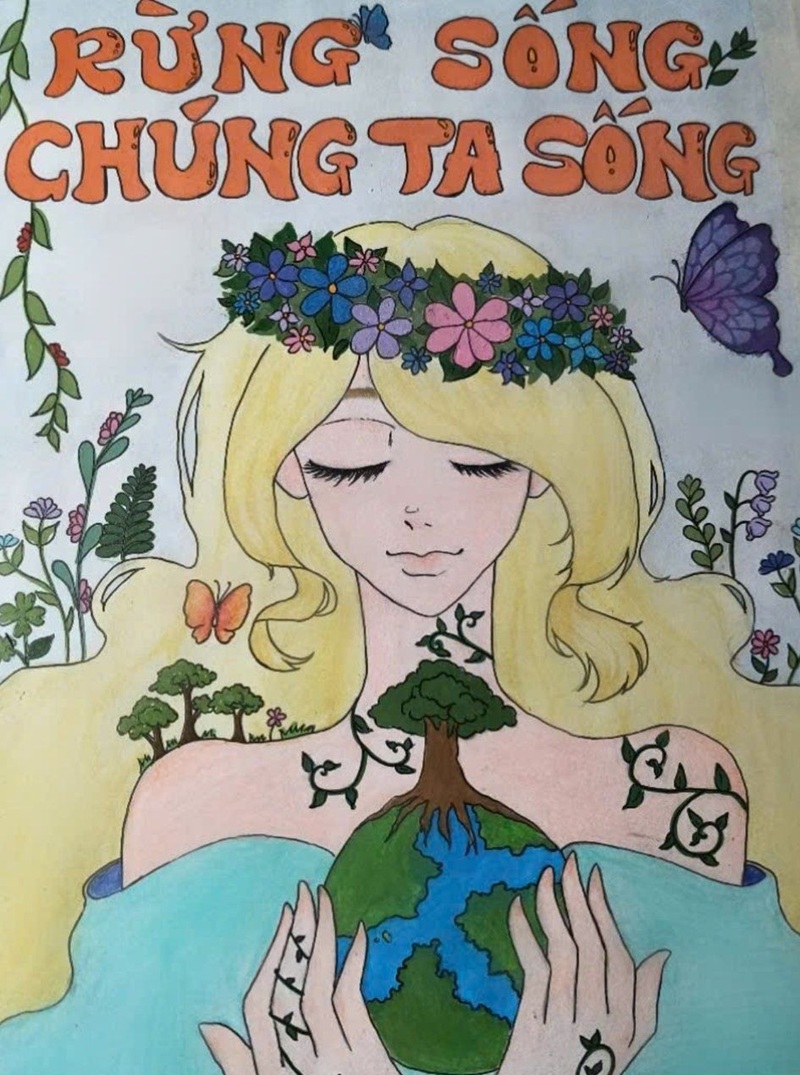 vẽ tranh bảo vệ môi trường bằng giấy a4 11