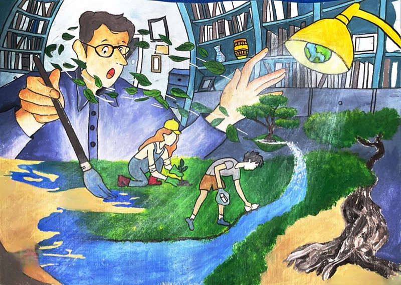 vẽ tranh bảo vệ môi trường bằng giấy a4 14