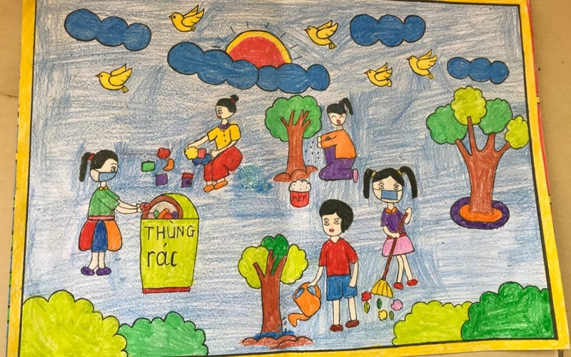 vẽ tranh bảo vệ môi trường bằng giấy a4 16