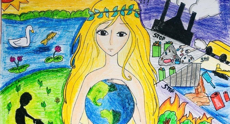 vẽ tranh bảo vệ môi trường bằng giấy a4 2