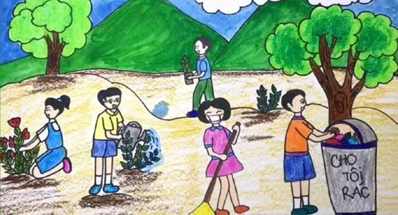 vẽ tranh bảo vệ môi trường bằng giấy a4 3