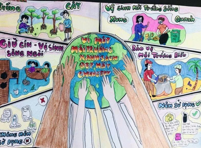 vẽ tranh bảo vệ môi trường bằng giấy a4 5