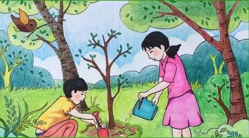 vẽ tranh bảo vệ môi trường bằng giấy a4 9