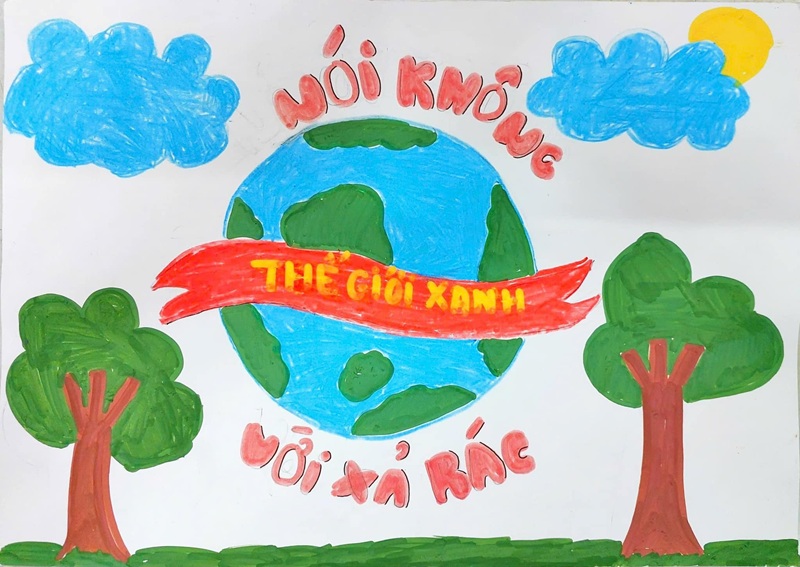 vẽ tranh bảo vệ môi trường xanh sạch đẹp 10