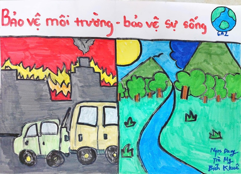 vẽ tranh bảo vệ môi trường xanh sạch đẹp 15