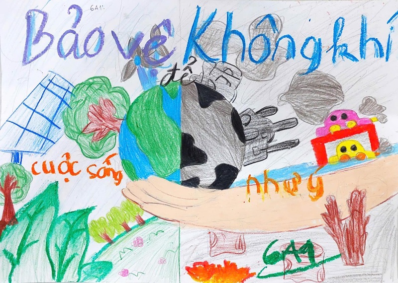 vẽ tranh bảo vệ môi trường xanh sạch đẹp 16