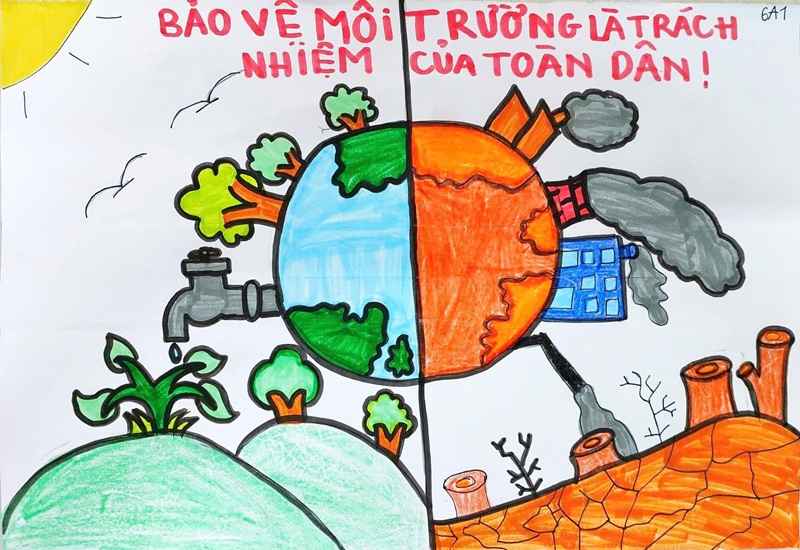 vẽ tranh bảo vệ môi trường xanh sạch đẹp 18