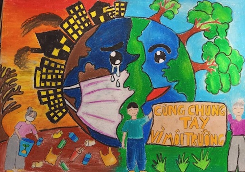 vẽ tranh bảo vệ môi trường xanh sạch đẹp 21