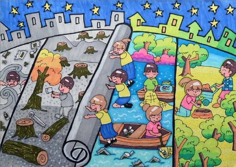 vẽ tranh bảo vệ môi trường xanh sạch đẹp 29