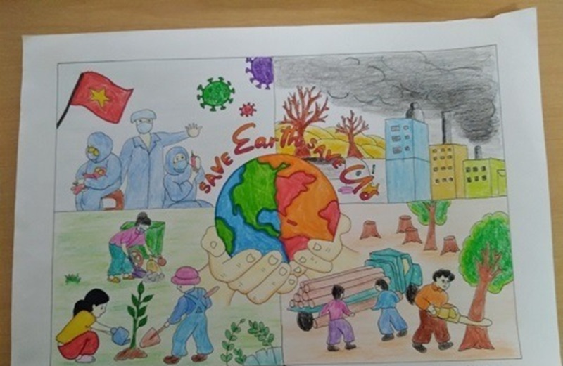 vẽ tranh bảo vệ môi trường xanh sạch đẹp 33