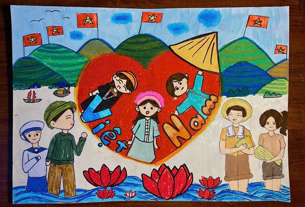 vẽ tranh chủ đề em yêu tổ quốc việt nam 10