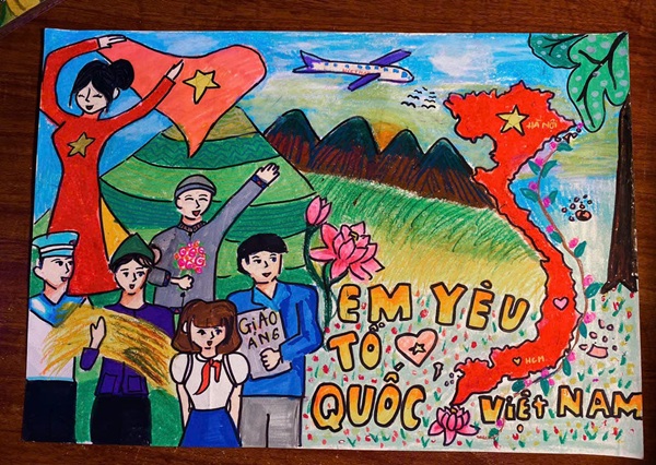 vẽ tranh chủ đề em yêu tổ quốc việt nam 13