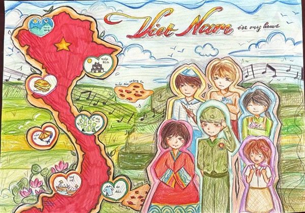 vẽ tranh chủ đề em yêu tổ quốc việt nam 6