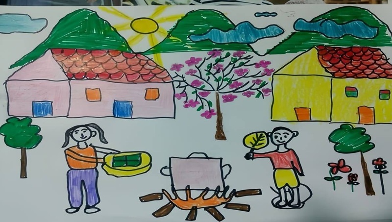 vẽ tranh gia đình ngày tết​ 23