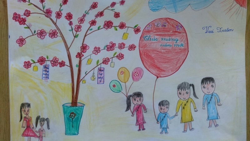 vẽ tranh gia đình ngày tết​ 24