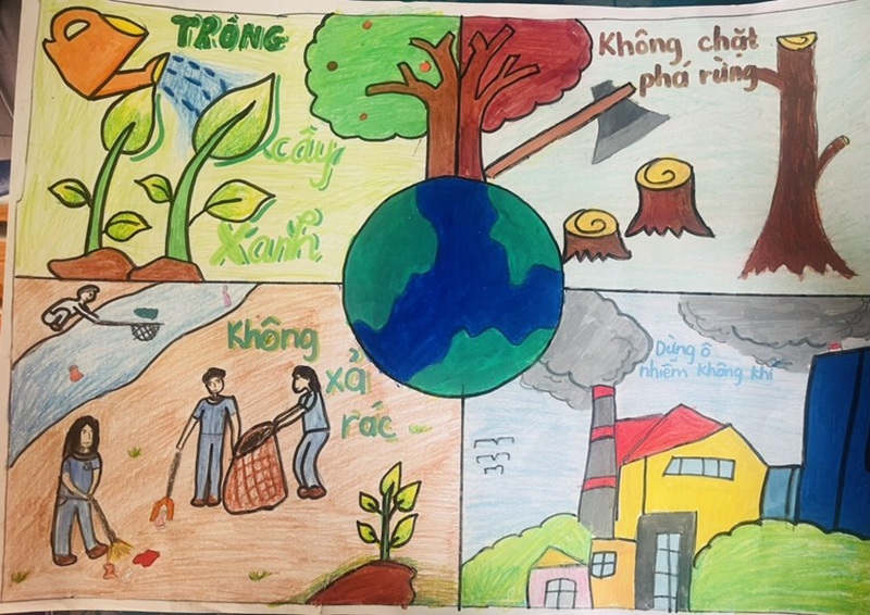 vẽ tranh ý tưởng trẻ thơ bảo vệ môi trường 10