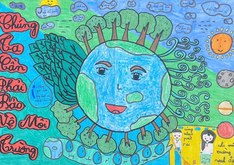 vẽ tranh ý tưởng trẻ thơ bảo vệ môi trường 30