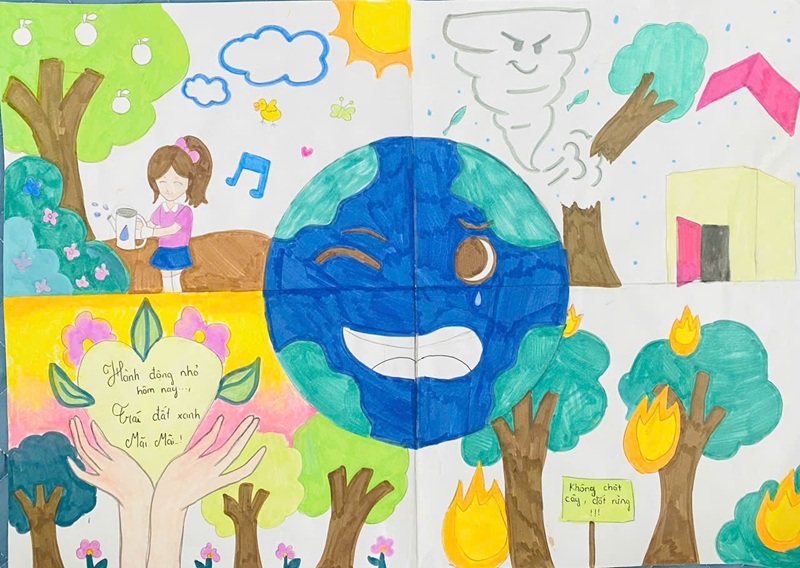 vẽ tranh ý tưởng trẻ thơ bảo vệ môi trường 32