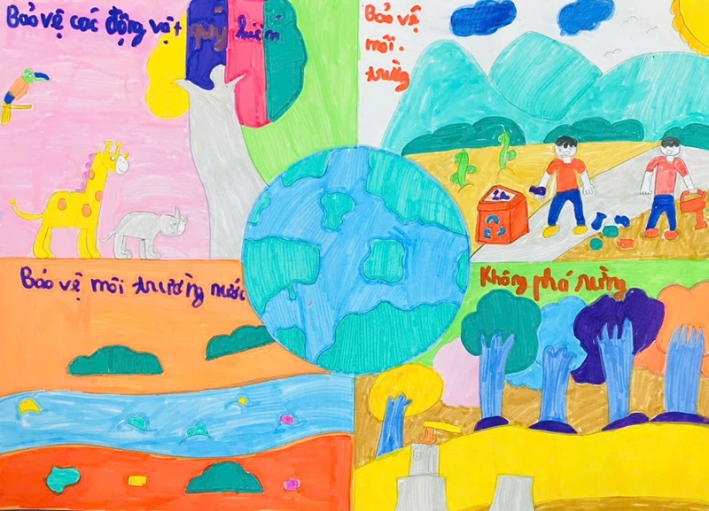 vẽ tranh ý tưởng trẻ thơ bảo vệ môi trường 35