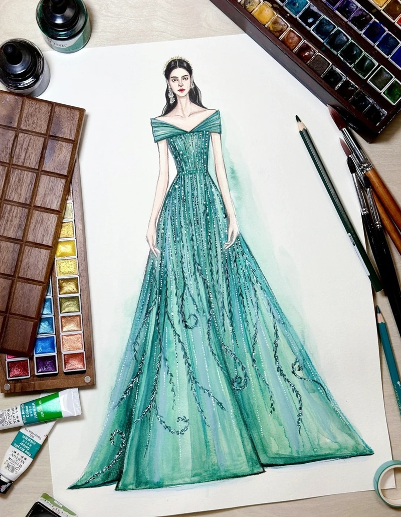 vẽ váy công chúa 23