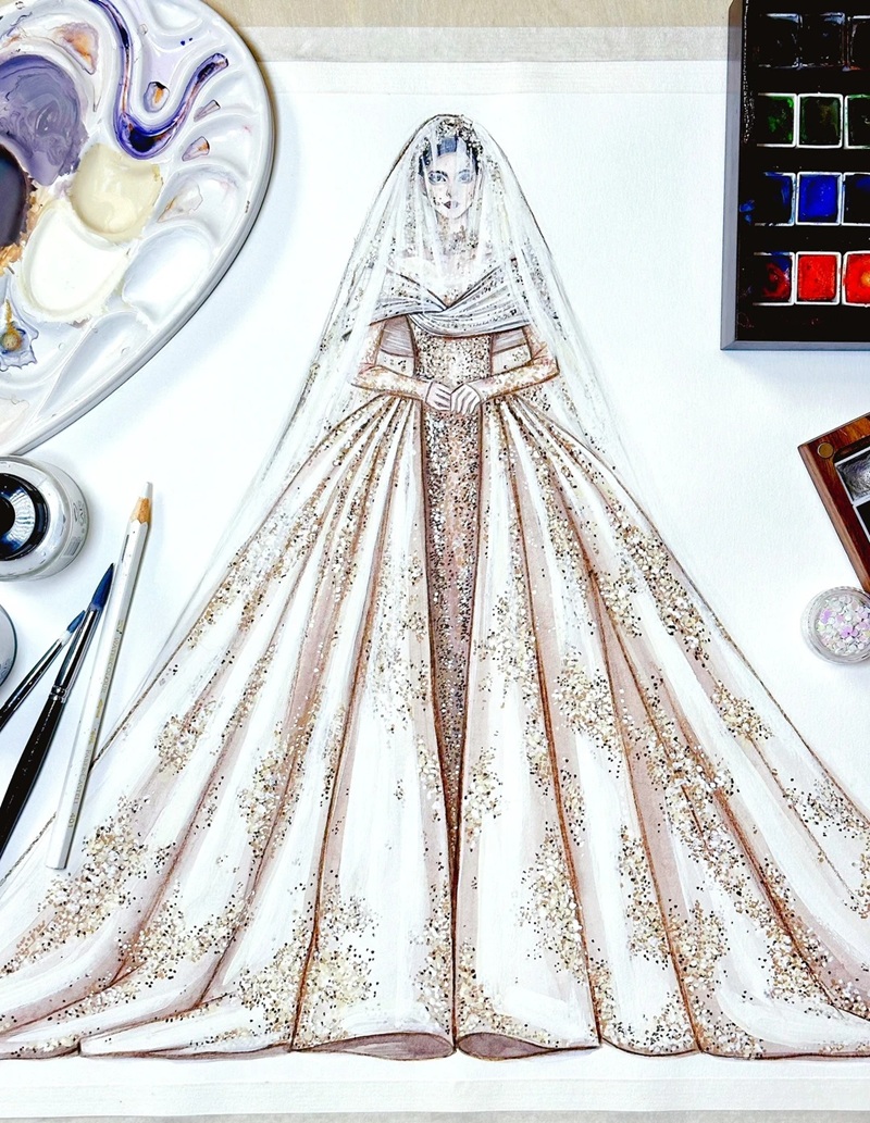 vẽ váy cưới 25