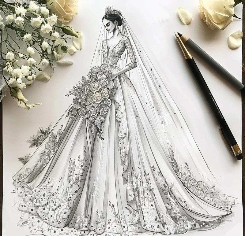 vẽ váy cưới 29