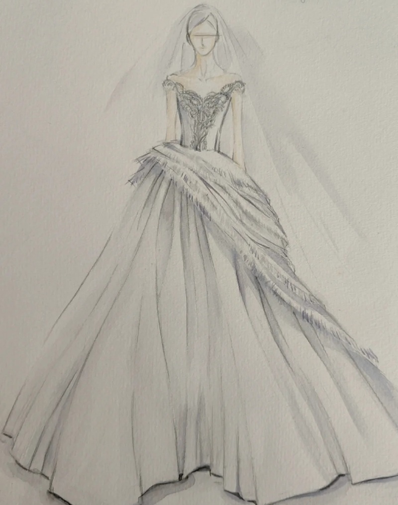 vẽ váy cưới 34