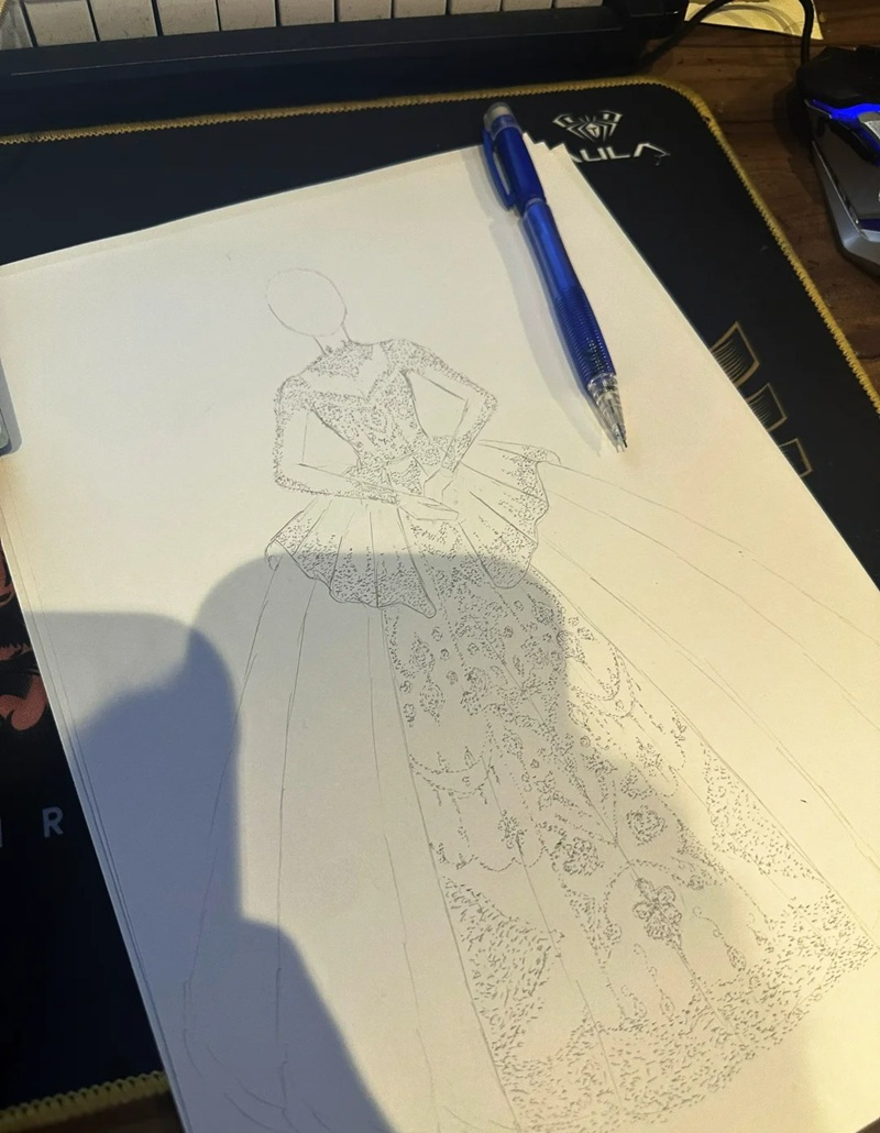 vẽ váy cưới 38
