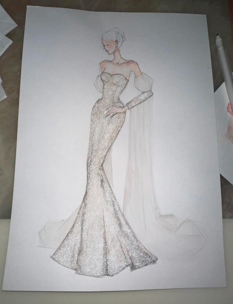 vẽ váy dạ hội 10