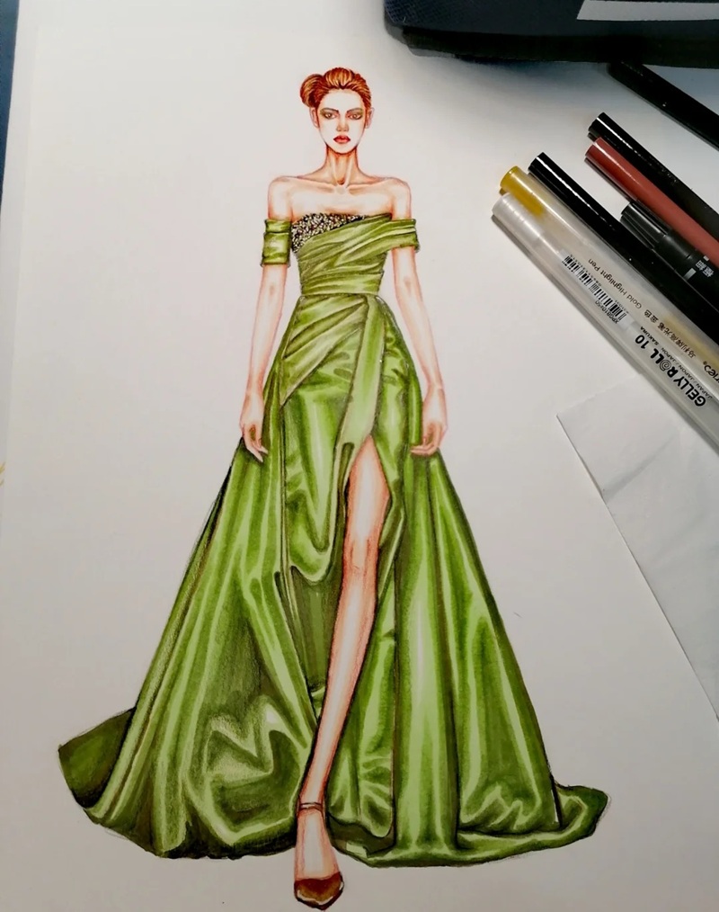 vẽ váy dạ hội 16