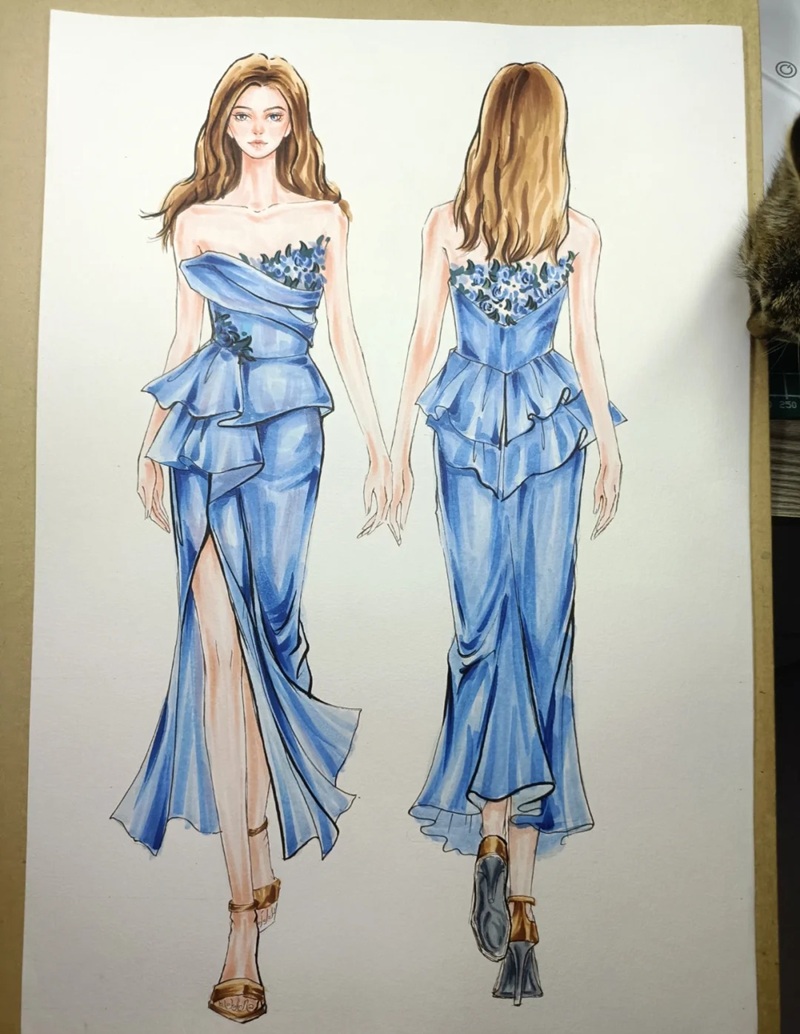 vẽ váy dạ hội 2