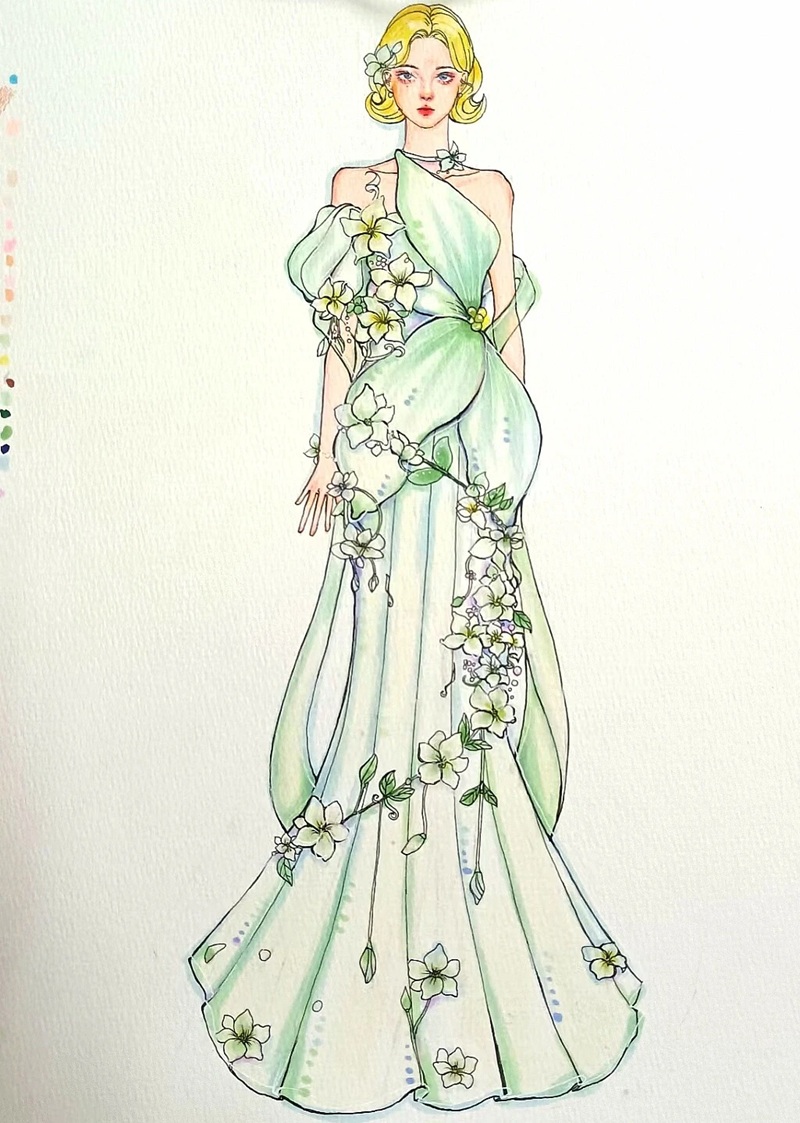 vẽ váy dạ hội 22