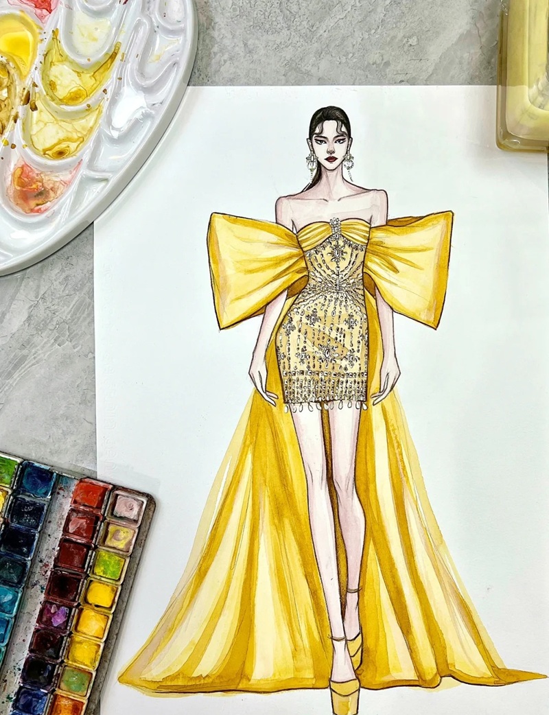 vẽ váy dạ hội 23