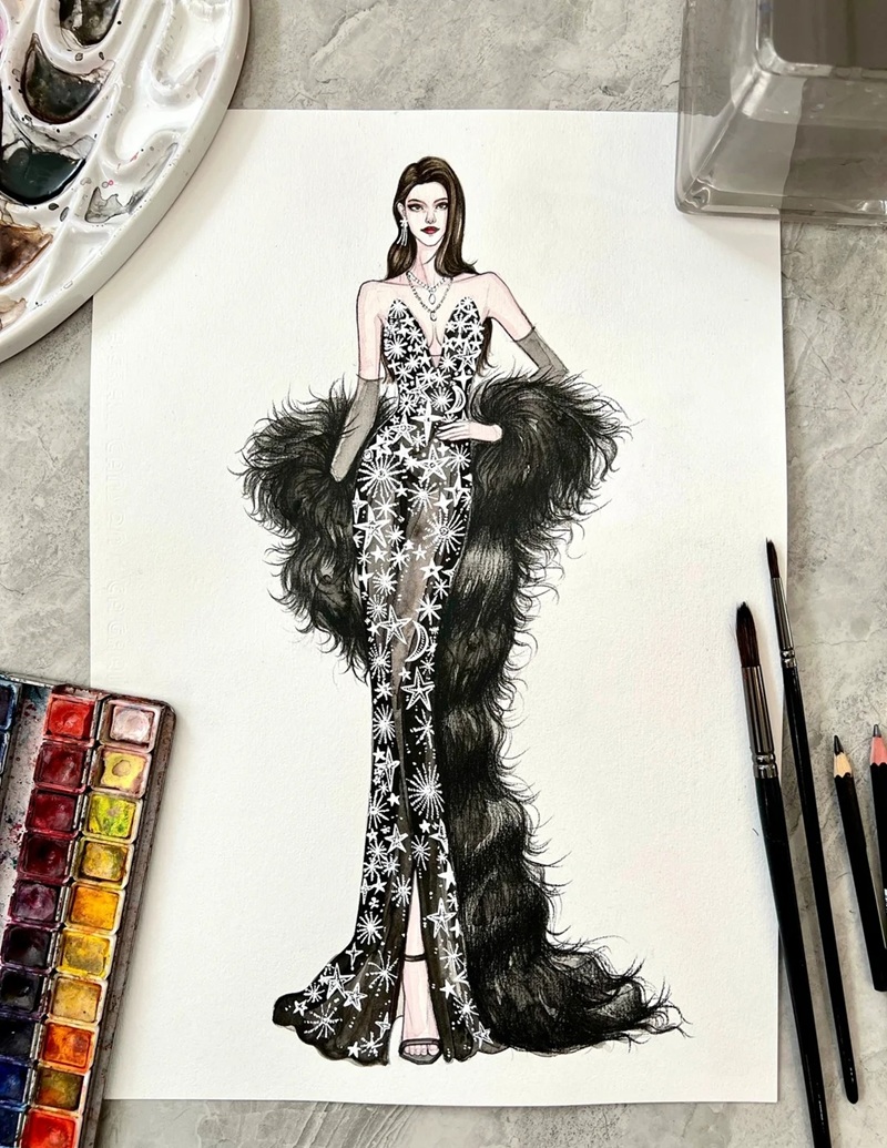 vẽ váy dạ hội 26