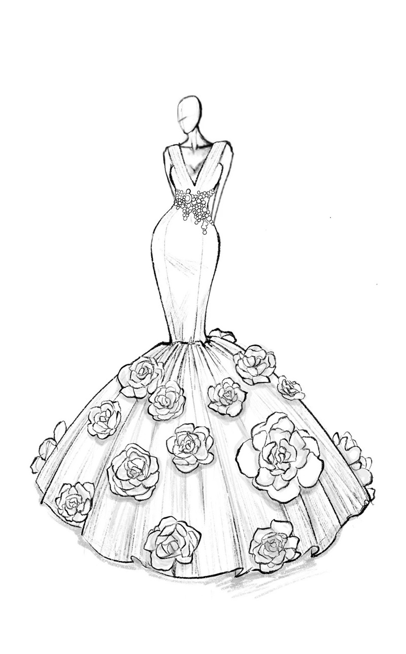 vẽ váy dạ hội 27