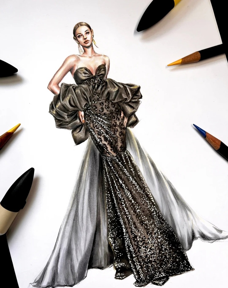 vẽ váy dạ hội 3