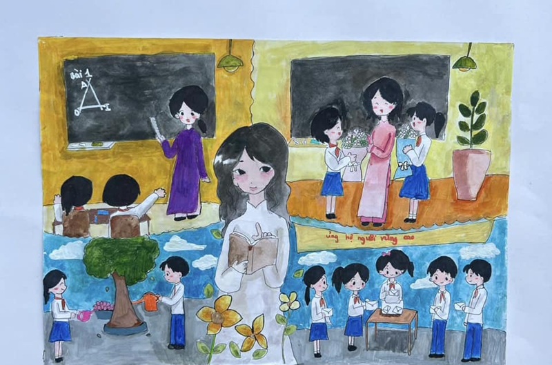 tranh vẽ cô giáo 14