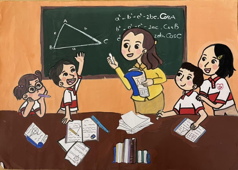 tranh vẽ cô giáo 3