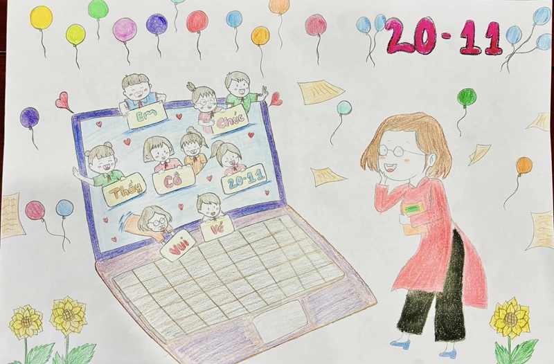 tranh vẽ cô giáo 30