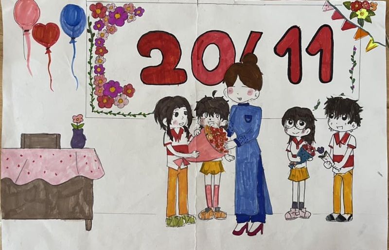 tranh vẽ cô giáo 4